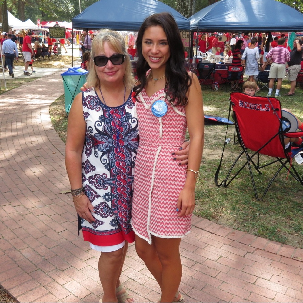 Moon River, Red and White Chevron Dress